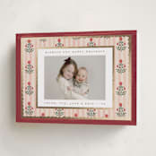 "Block Print Frame" - Holiday Cards in Berry by Teju Reval - Folded Card
