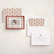 "Block Print Frame" - Holiday Cards in Berry by Teju Reval - Assembled