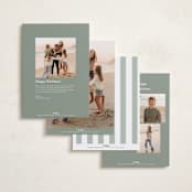 "Linen Stripes" - Holiday Cards in Sage by Angela Thompson - Back of Card Options