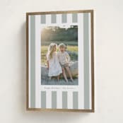 "Linen Stripes" - Holiday Cards in Sage by Angela Thompson - Folded Card
