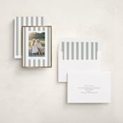 "Linen Stripes" - Holiday Cards in Sage by Angela Thompson - Assembled