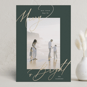 "bright+merry" - Holiday Cards in Evergreen by Carolyn Nicks - Front