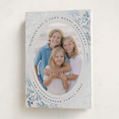 "Engraved Floral" - Holiday Cards in Frost by Baumbirdy - Folded Card