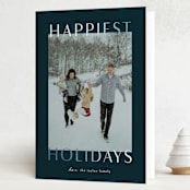 "Gilded greeting" - Holiday Cards in Winter Night by Ekko Studio - Folded Card