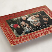 "Gilt Greens" - Holiday Cards in Cranberry by Laura Hankins - Detail