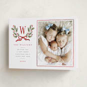 "Holly Monogram" - Holiday Cards in Holly Berry by Wildfield Paper Co - Folded Card