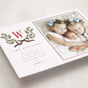 "Holly Monogram" - Holiday Cards in Holly Berry by Wildfield Paper Co - Detail