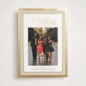 "Merry Striped Frame" - Holiday Cards in Caramel by Alston Foster - Front