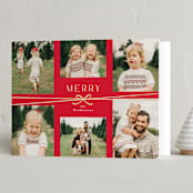 "Multi Ribbon" - Holiday Cards in Apple by Everett Paper Goods - Folded Card