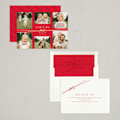 "Multi Ribbon" - Holiday Cards in Apple by Everett Paper Goods - Assembled