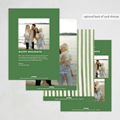 "Vintage Stripes" - Holiday Cards in Evergreen by Teju Reval - Back of Card Options