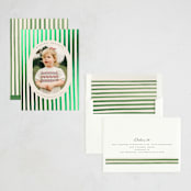 "Vintage Stripes" - Holiday Cards in Evergreen by Teju Reval - Assembled