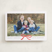 "Crimson Bow" - Holiday Cards in Coal by Olivia Kanaley Inman - Front
