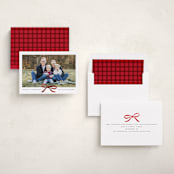 "Crimson Bow" - Holiday Cards in Coal by Olivia Kanaley Inman - Assembled