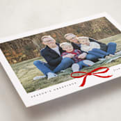 "Crimson Bow" - Holiday Cards in Coal by Olivia Kanaley Inman - Detail