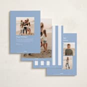 "Bold Stripe" - Holiday Cards in Periwinkle by Angela Thompson - Back of Card Options