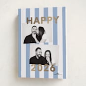 "Bold Stripe" - Holiday Cards in Periwinkle by Angela Thompson - Folded Card