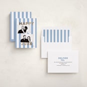 "Bold Stripe" - Holiday Cards in Periwinkle by Angela Thompson - Assembled