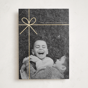 "Tied in Cheer" - Holiday Cards in Champagne by Joyce Pinheiro - Front