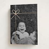 "Tied in Cheer" - Holiday Cards in Champagne by Joyce Pinheiro - Folded Card