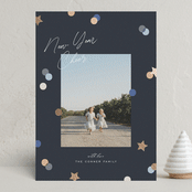 "Confetti Cheers" - Holiday Cards in Blue Jean by Pixel and Hank - Front
