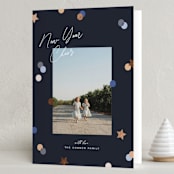 "Confetti Cheers" - Holiday Cards in Blue Jean by Pixel and Hank - Folded Card