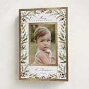 "Boxwood and Berries" - Holiday Cards in Snow by Kate Ahn - Folded Card