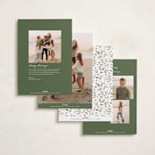 "Mirror Foliage" - Holiday Cards in Holly Berry by Everett Paper Goods - Back of Card Options