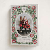 "monogram nouveau" - Holiday Cards in Poinsettia by Jen Owens - Folded Card