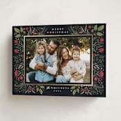 "Shiny Botanicals" - Holiday Cards in Midnight by Makewells - Folded Card