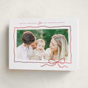 "Bow Sketch" - Holiday Cards in Ribbon by Wildfield Paper Co - Folded Card