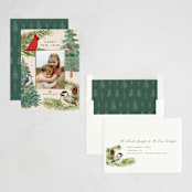 "Birds & Branches" - Holiday Cards in Cream by Amy Kross - Assembled