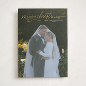 "Merry Christmas Script" - Holiday Cards in Snow by Kristen Magee - Front