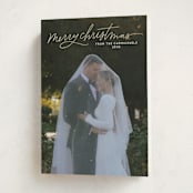 "Merry Christmas Script" - Holiday Cards in Snow by Kristen Magee - Folded Card