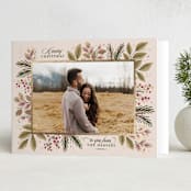 "Verdancy" - Holiday Cards in Plum by Kimberly Morgan - Folded Card