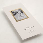 "Gallery Vibe" - Foil-Pressed Tall Holiday Cards in Eggnog by Brittany Braithwaite - Detail