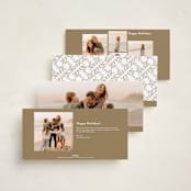 "Wide Angle" - Foil-Pressed Tall Holiday Cards in Snow by Susan Zinader - Back of Card Options