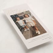 "From Our Family" - Foil-Pressed Tall Holiday Cards in Almond by Chryssi Tsoupanarias - Detail