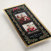 "Elegance Framed" - Foil-Pressed Tall Holiday Cards in Coal by Itsy Belle Studio - Detail