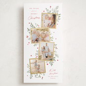 "Botanically" - Foil-Pressed Tall Holiday Cards in Holly Berry by Everett Paper Goods - Front
