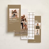 "Jumbled Joy" - Foil-Pressed Tall Holiday Cards in Halo by Kacey Kendrick Wagner - Back of Card Options