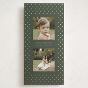 "Dotted" - Foil-Pressed Tall Holiday Cards in Wreath by Kristin Oliversen - Front