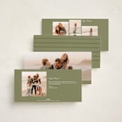 "Double Bands" - Foil-Pressed Tall Holiday Cards in Sage by Melanie Kosuge - Back of Card Options