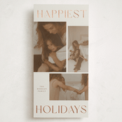"Gilded Shine" - Foil-Pressed Tall Holiday Cards in Cashmere by Angela Thompson - Front