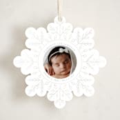 "Winter Snowflake" - Holiday Ornament Cards in Snow by Becky Nimoy - Front