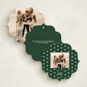 "White Christmas" - Holiday Ornament Cards in Snowflake by Crisby - Back of Card Options