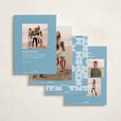 "Semi Circle Pieces" - Holiday Cards in Frozen Lake by Lisa McLean - Back of Card Options