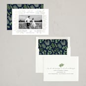 "Joy Greenery" - Holiday Cards in Navy by Brooke Chandler - Assembled
