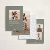 "Shimmer Geo" - Holiday Cards in Smokey Sage by Ana Sharpe - Back of Card Options