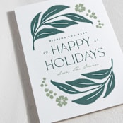 "berries and leaves" - Letterpress Holiday Cards in Evergreen by Carolyn MacLaren - Detail